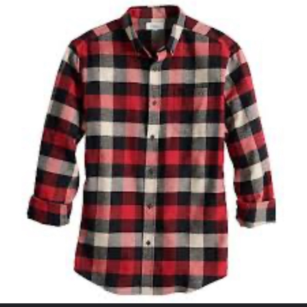 Croft & Barrow Men's Red and Black Plaid Shirt Cabincore